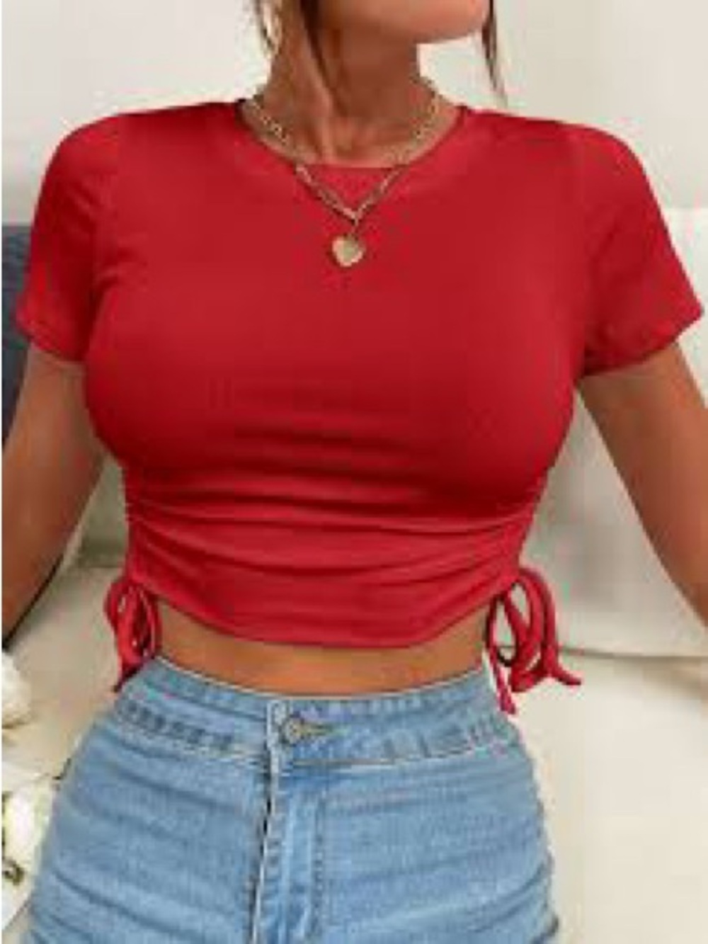Red Garage small cropped top